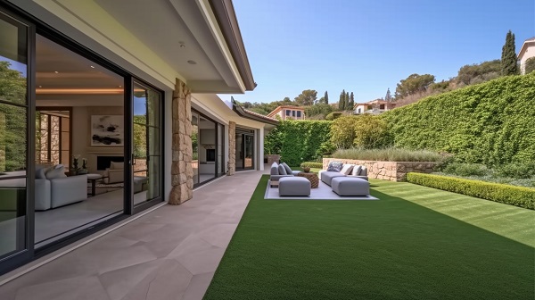 jardin con cesped artificial